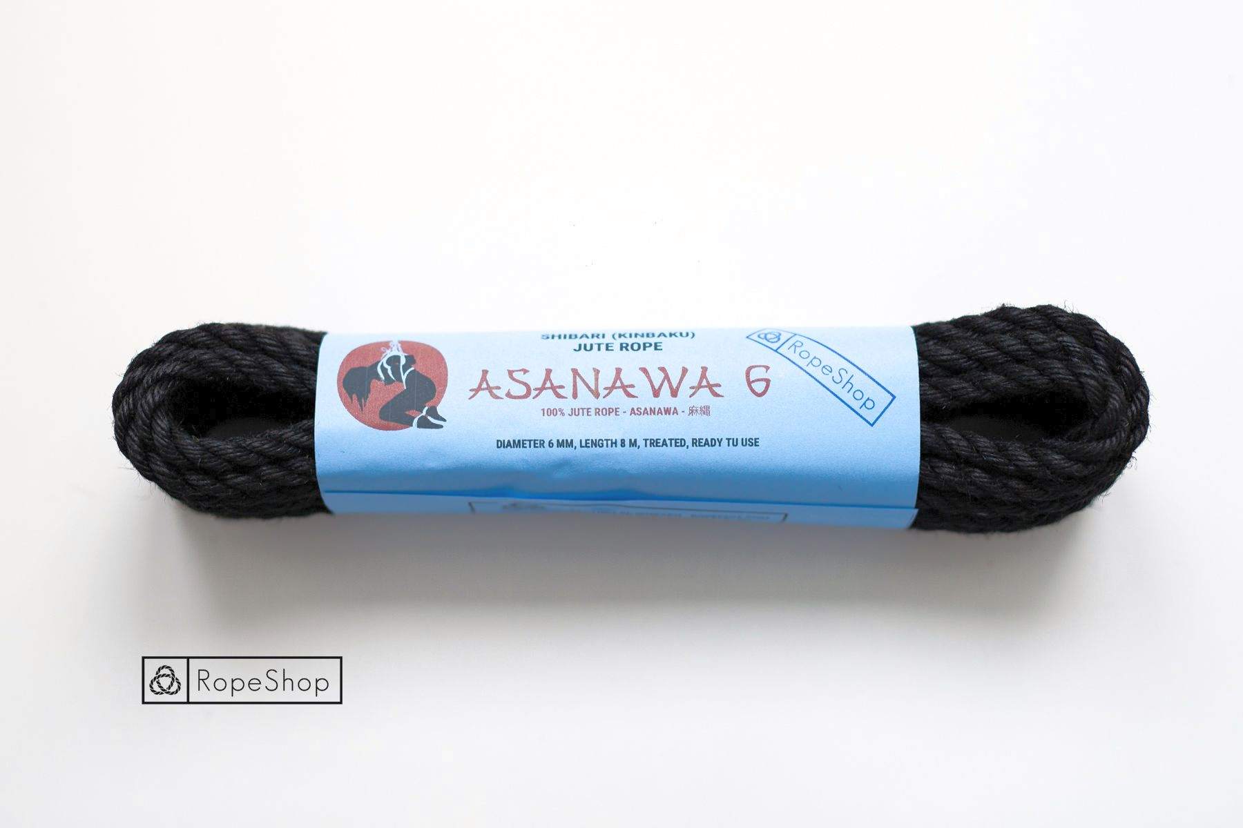 Веревка для шибари 6 мм. джутовая Asanawa 6 (Japan) обработанная, черная