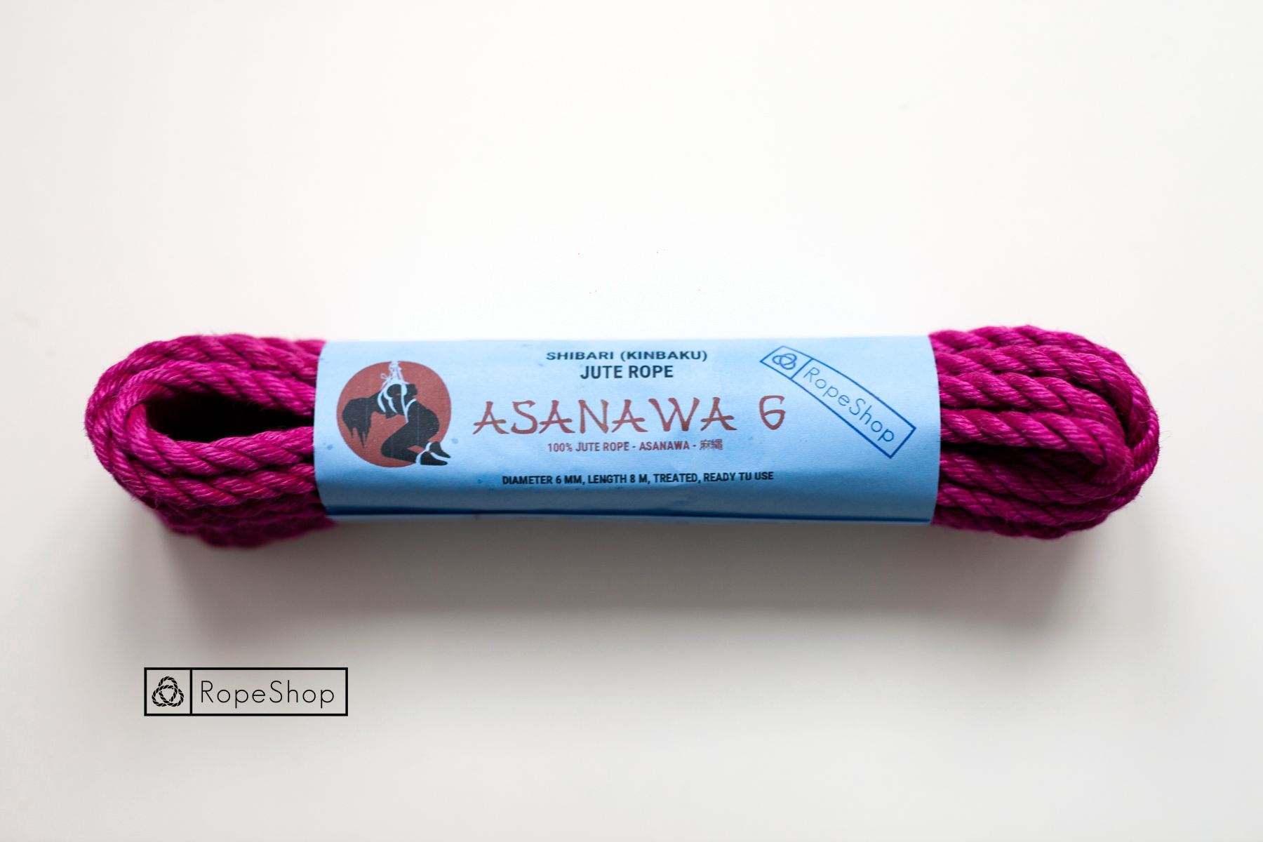 Веревка для шибари 6 мм. джутовая Asanawa 6 (Japan) обработанная, розовая