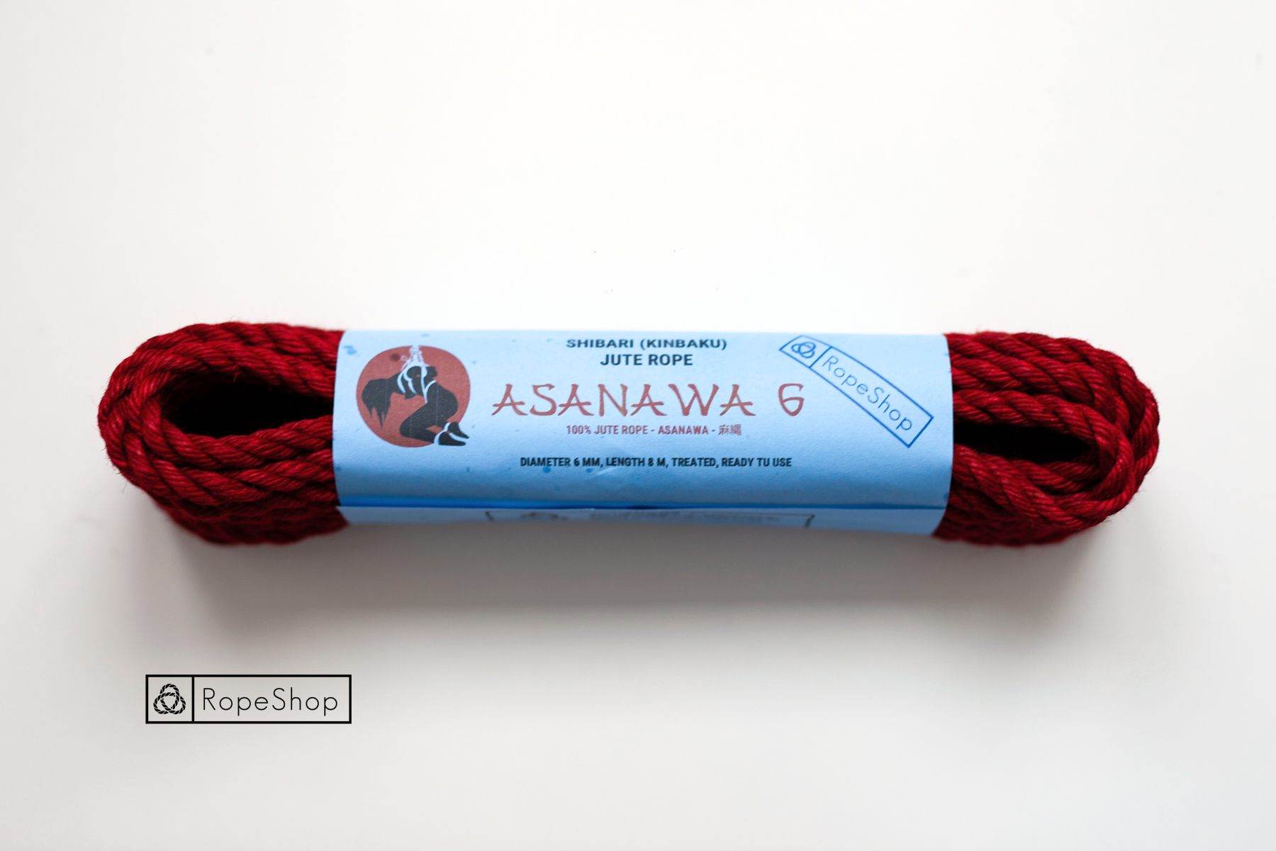 Веревка для шибари 6 мм. джутовая Asanawa 6 (Japan) обработанная, красная