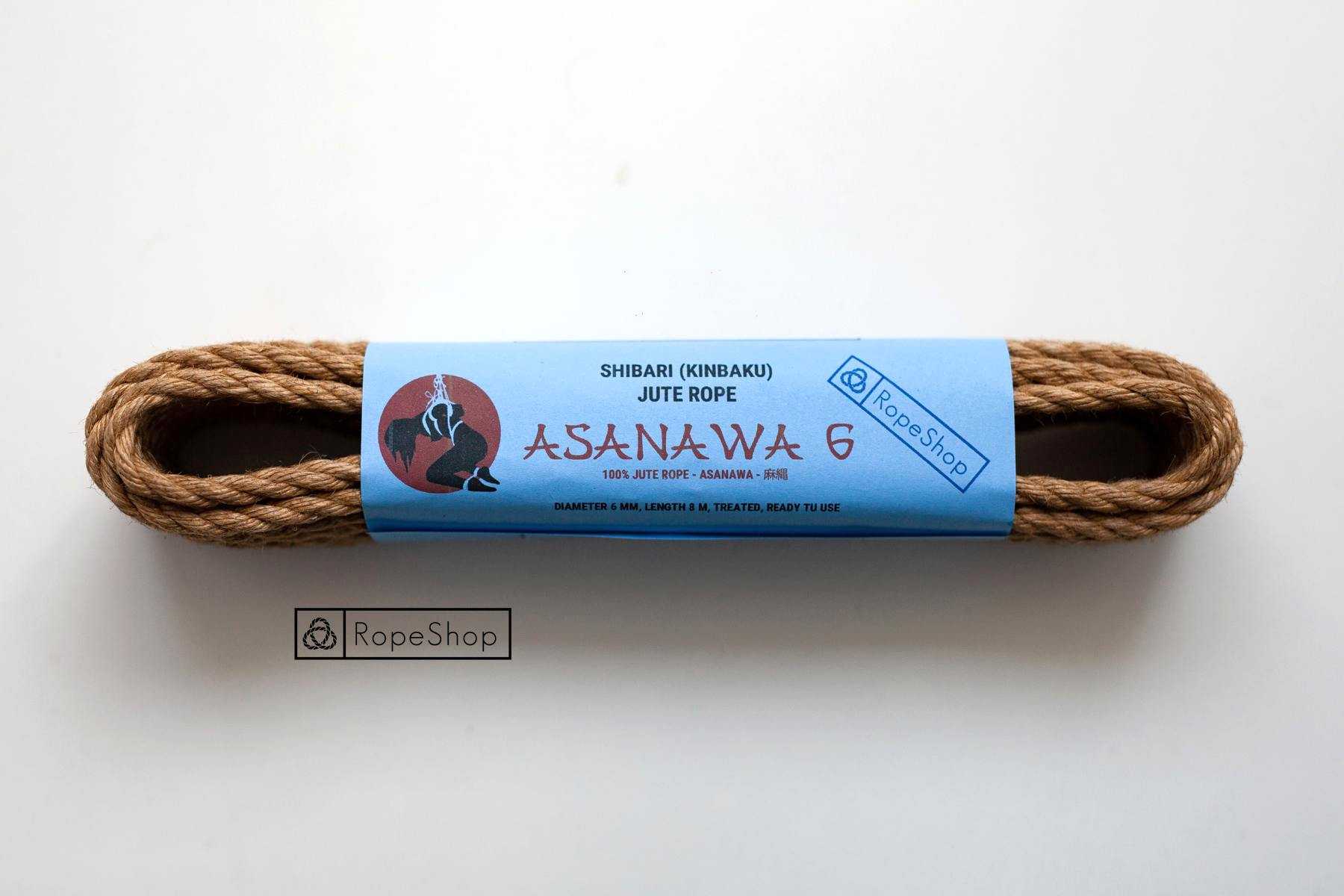 Веревка для шибари 6 мм. джутовая Asanawa 6 (Japan) обработанная, натуральная