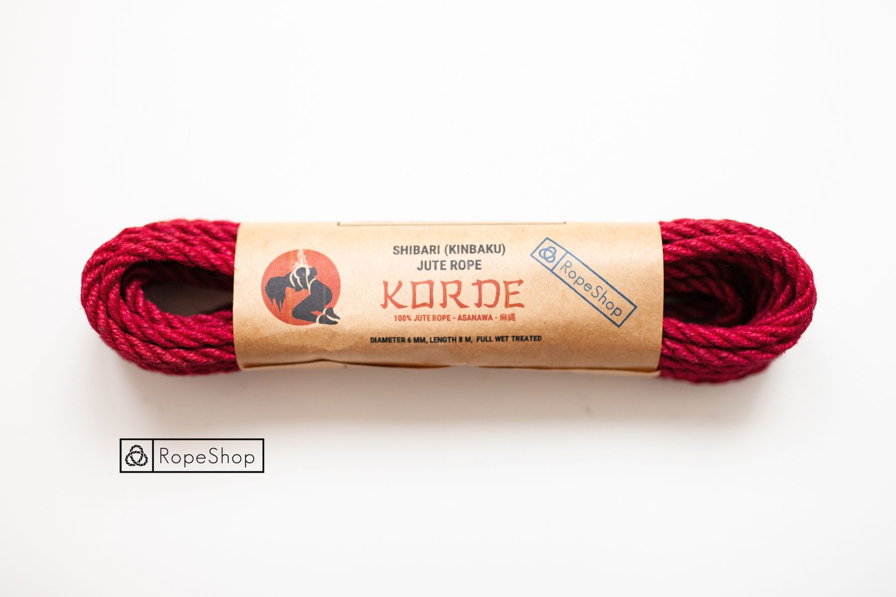 Веревка для шибари джутовая Korde (EU) обработанная, красная